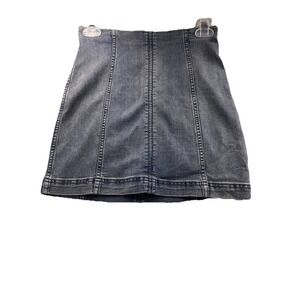 Free People Skirt Denim Mini Size‎ 0 Blue Stretchy Short Zip Up Back